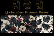 Dark Poppies – 3 Seamless Vector, a Pattern Graphic by one-touch (Thumbnail 2 of 10)