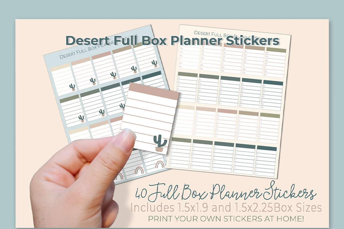 Printable Full Box Planner Stickers, a Stationery Template by Phat Happy Life (Photo 3 of 3)