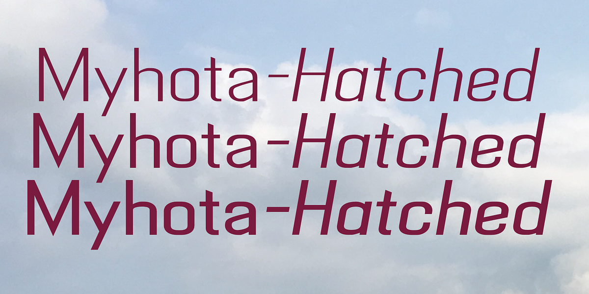 MyhotaHatched, a Sans Serif Font by Ingrimayne Type (Photo 1 of 6)