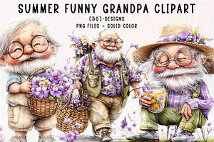 Summer Funny Grandpa Clipart, an Illustration by CreationArt