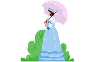 Elegant victorian woman holding, an Illustration by pikepicture