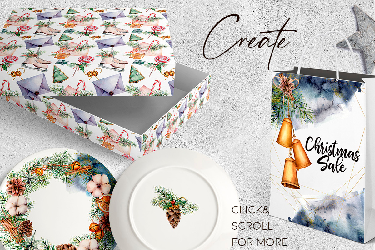 Christmas traditions Watercolor set, a Seasonal Illustration by Yuliya Derbisheva (Photo 12 of 13)