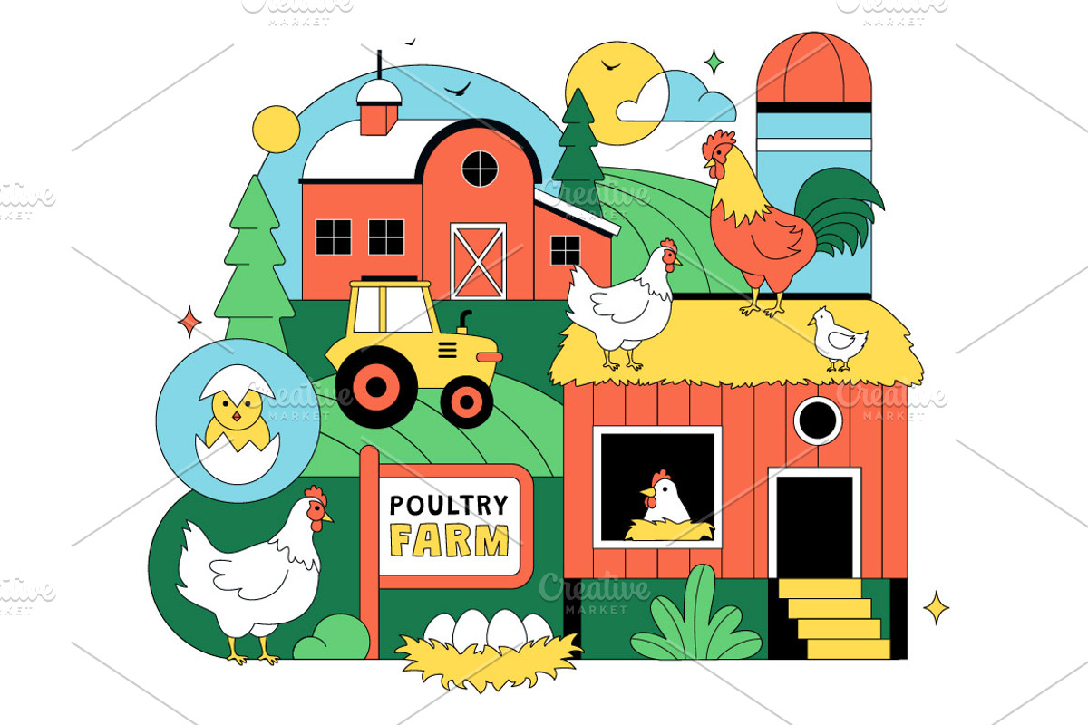 10 Poultry Farming Illustration, an Animal Illustration by denayunebgt (Photo 4 of 4)