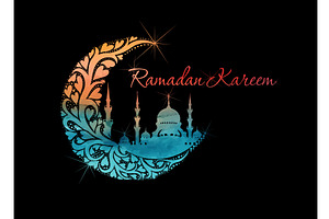 Ramadan colored symbol. moon and, an Illustration by Nenahliadava Design