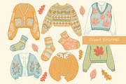 Autumn Knitwear Vector Clipart, a Seasonal Illustration by Carpet Tapete Pretzel (Thumbnail 3 of 5)