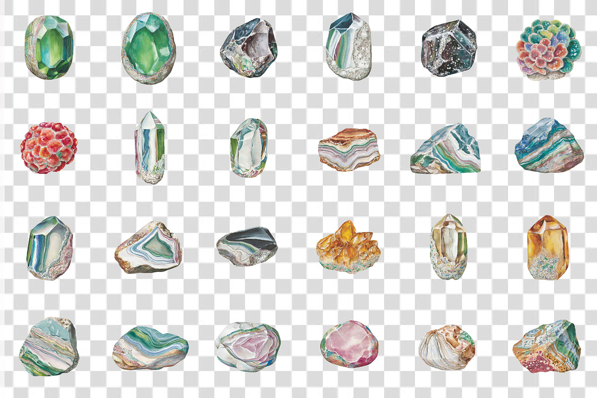 Gemstones Watercolor Package, an Illustration by DreamCafeArt (Photo 5 of 7)