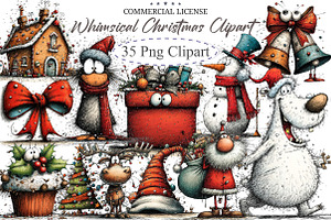 Whimsical Christmas Clipart, an Illustration by designcity5