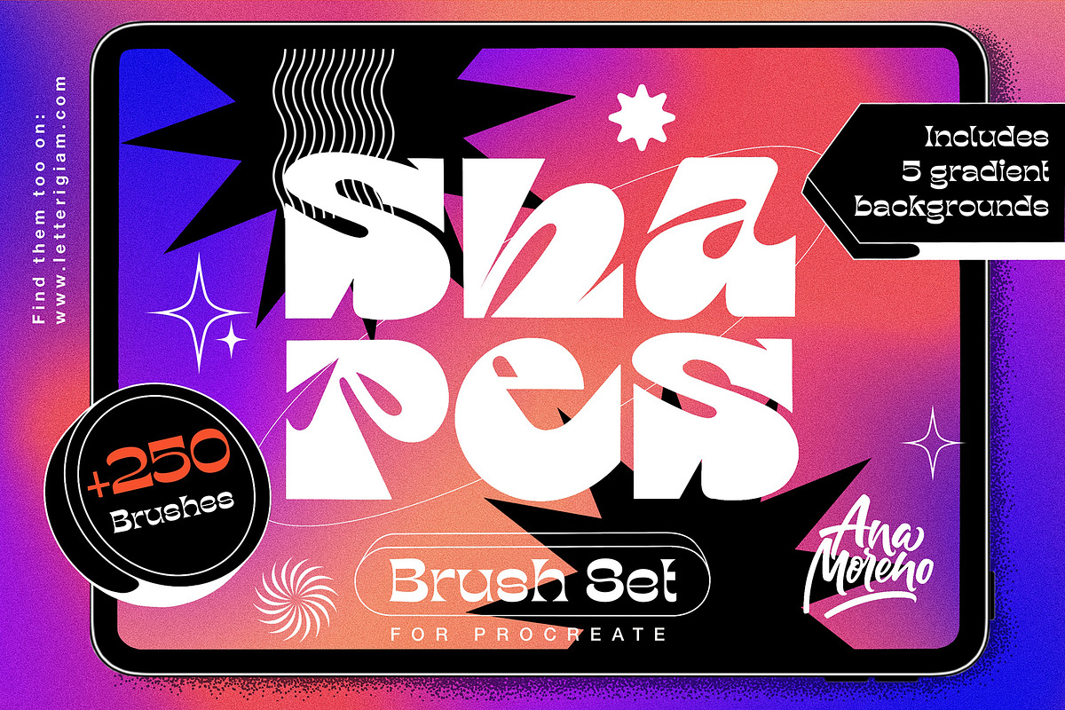 Shapes Set for Procreate, a Brush Add-On by Ana Moreno | Letteringiam (Photo 1 of 7)
