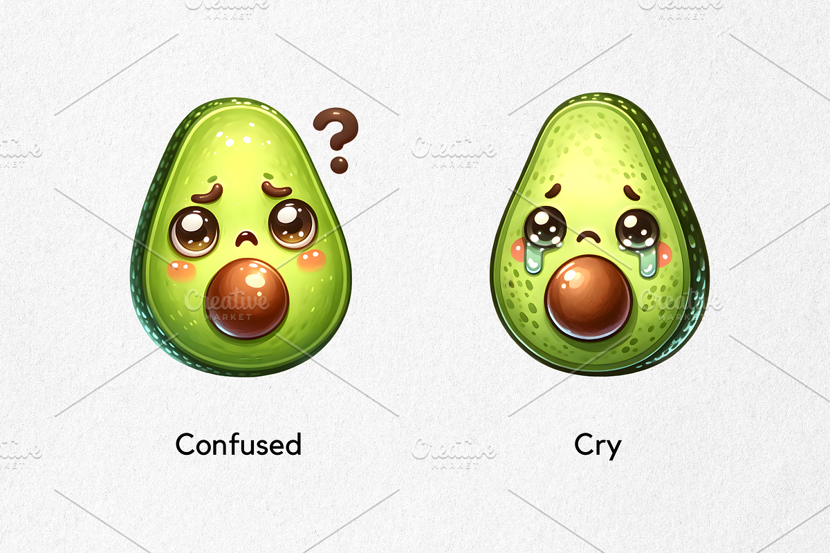 Cute Avocado Face Expressions, a Food Illustration by jvxvxnism (Photo 6 of 11)
