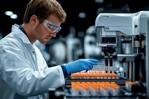 Researcher conducts analysis in a mo, a Photo by Tanuart