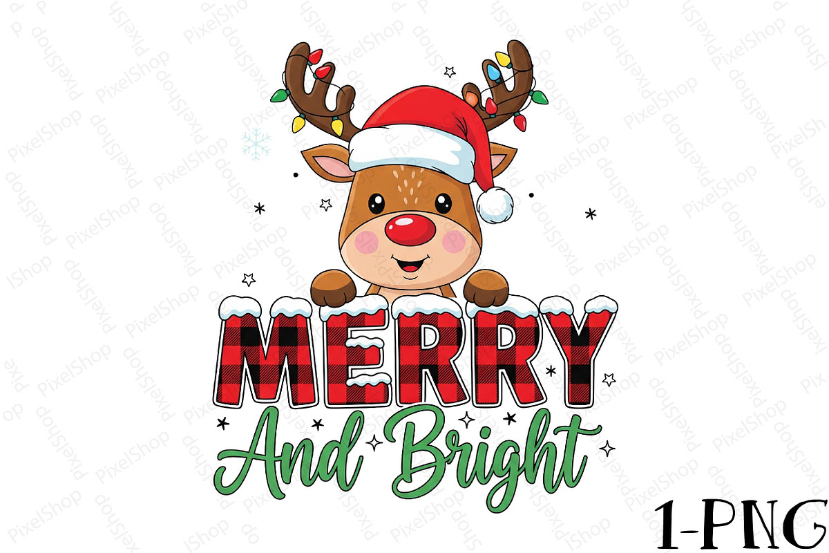 Merry And Bright Reno Reindeer Png, an Illustration by DreamPrint404 (Photo 1 of 5)