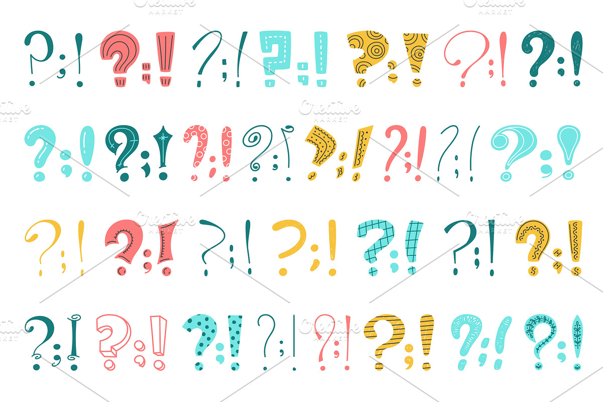 Colorful doodle punctuation marks, an Object Illustration by YummyBuum