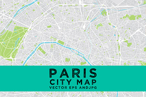 Paris city map. Vector and Jpg