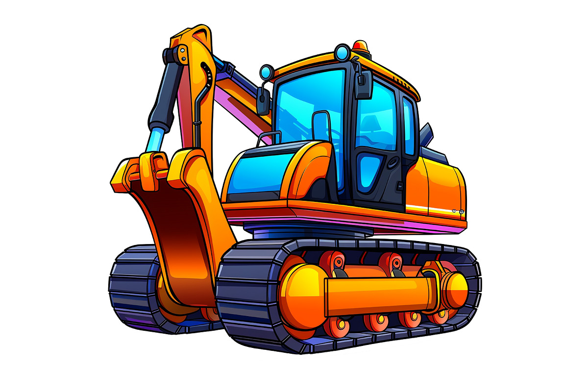 Cartoon Construction Excavator PNG, image size:1200x800
