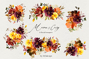 Maroon Yellow Orange Florals PNG, a Decorative Illustration by whiteheartdesign (Thumbnail 4 of 9)