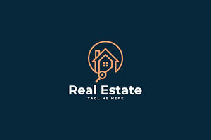 minimal real estate line art logo, a Branding & Logo Template by Blazybone