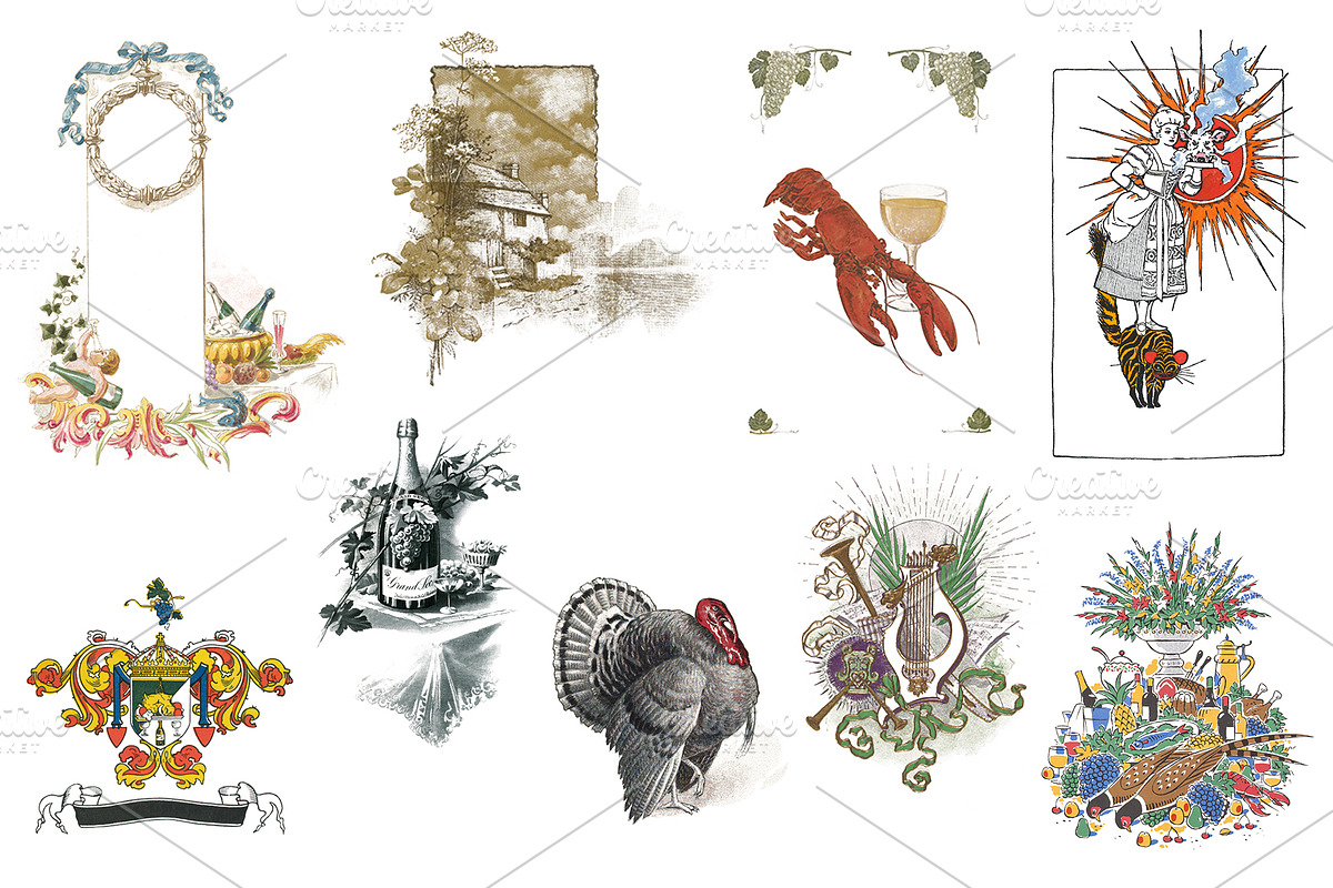 Vintage Restaurant & Tavern Graphics, a Food Illustration by Blue Line Design (Photo 7 of 16)