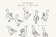 Line Art Cute Geese & Florals, an Animal Illustration by Jenteva Art (Thumbnail 5 of 16)
