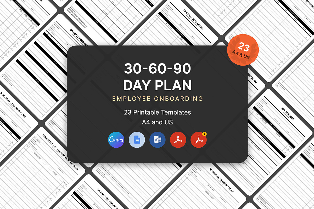 30 60 90 Day Plan Print A4 US Blanks, a Stationery Template by HiSlide.io (Photo 1 of 3)