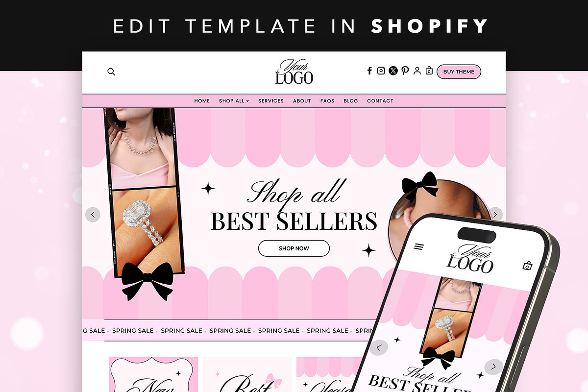 Pretty Pink Girly Shopify Theme, a Shopify Template by Template Twist Shop (Photo 1 of 8)