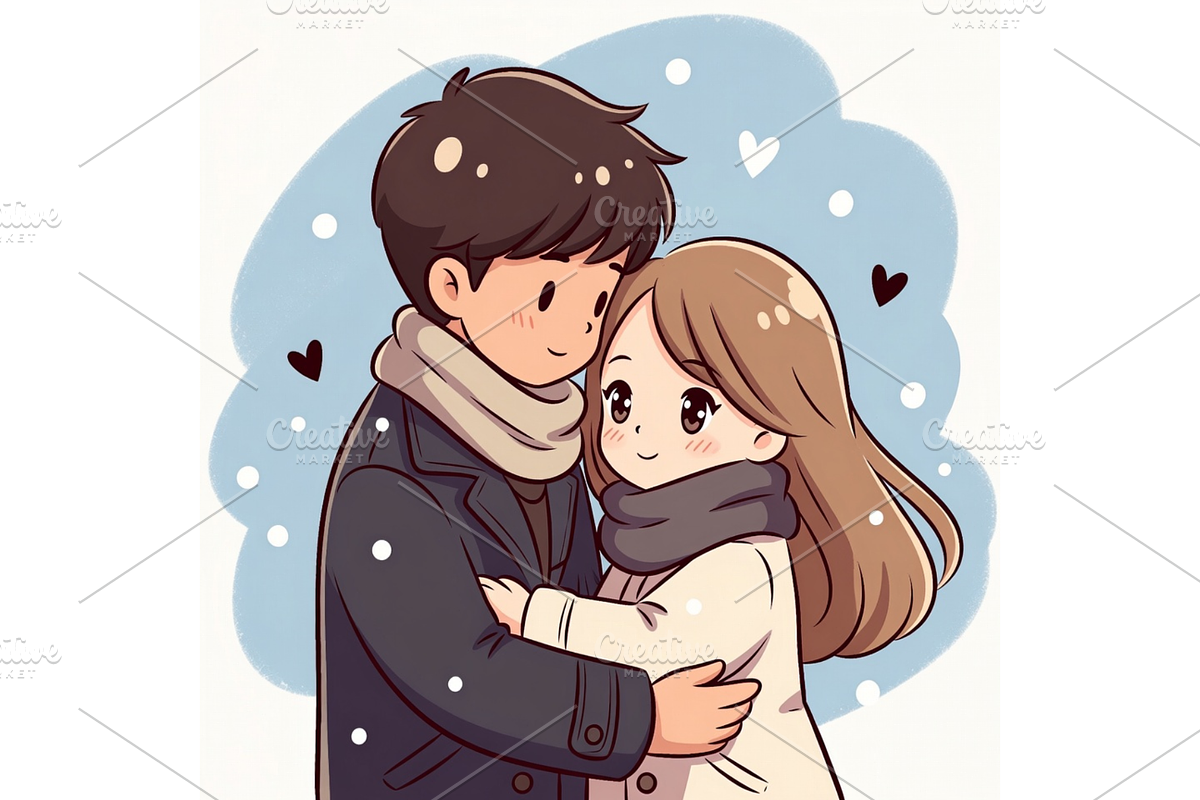 Hugging Couple Romance Clipart, a Seasonal Illustration by Creative design (Photo 3 of 7)