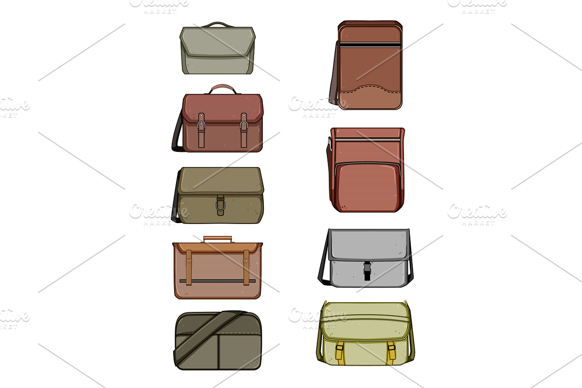 Different messenger bag styles, an Illustration by pikepicture
