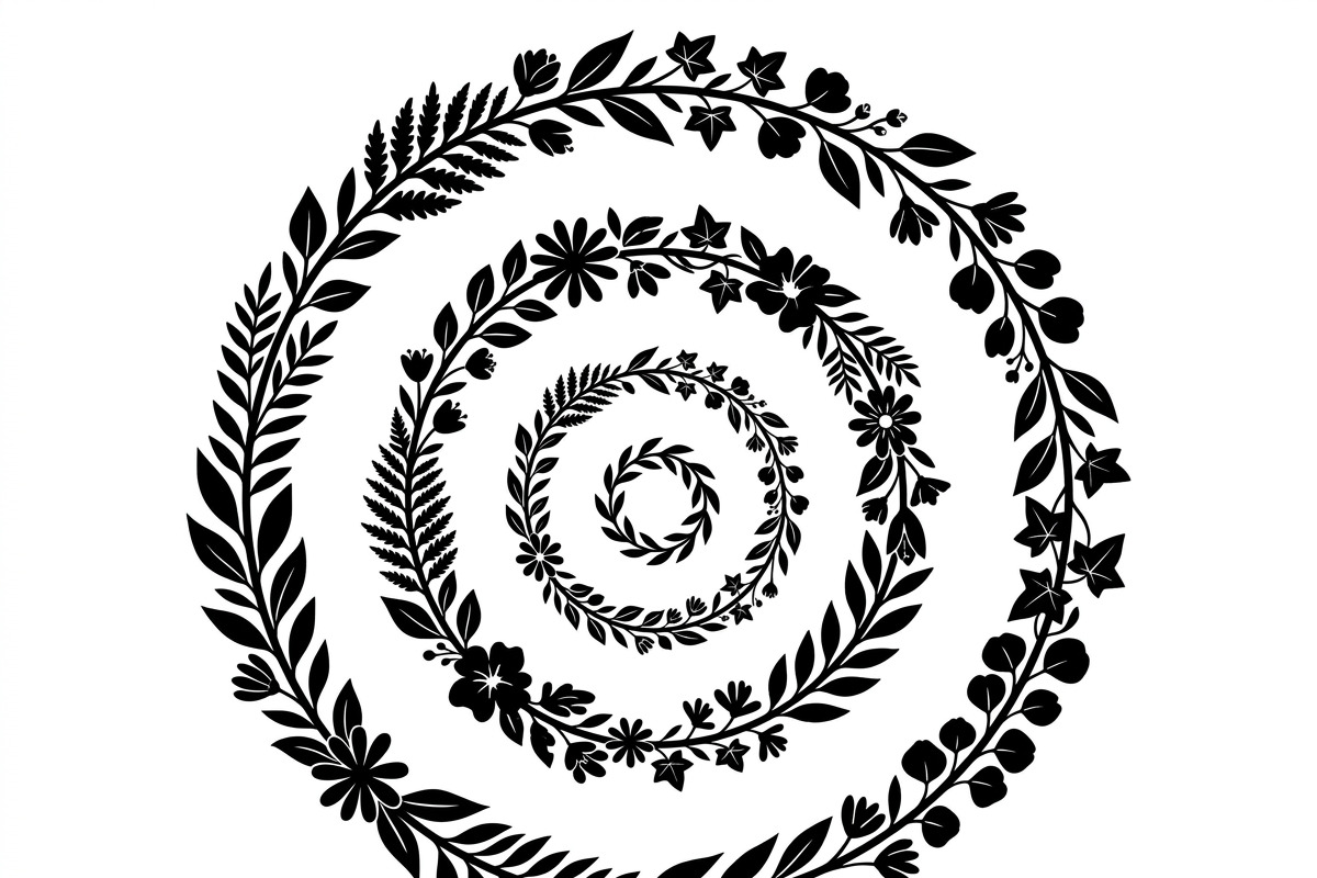50 Elegant Floral Leaf Spiral Frame, a Decorative Illustration by Amazin_art (Photo 38 of 39)
