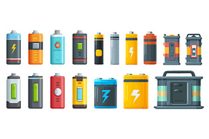 Cartoon battery accumulators, an Object Illustration by Stock-Smart-Start