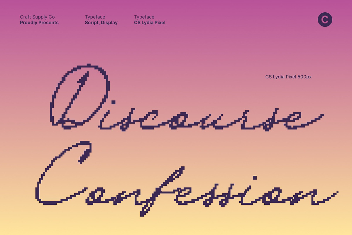 CS Lydia Pixel, a Script Font by Craft Supply Co. (Photo 2 of 8)