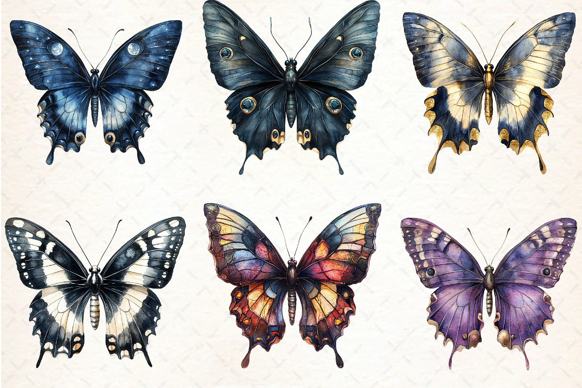 Gothic Butterfly Clipart PNG Graphic, an Illustration by Libby Wishes (Photo 4 of 5)
