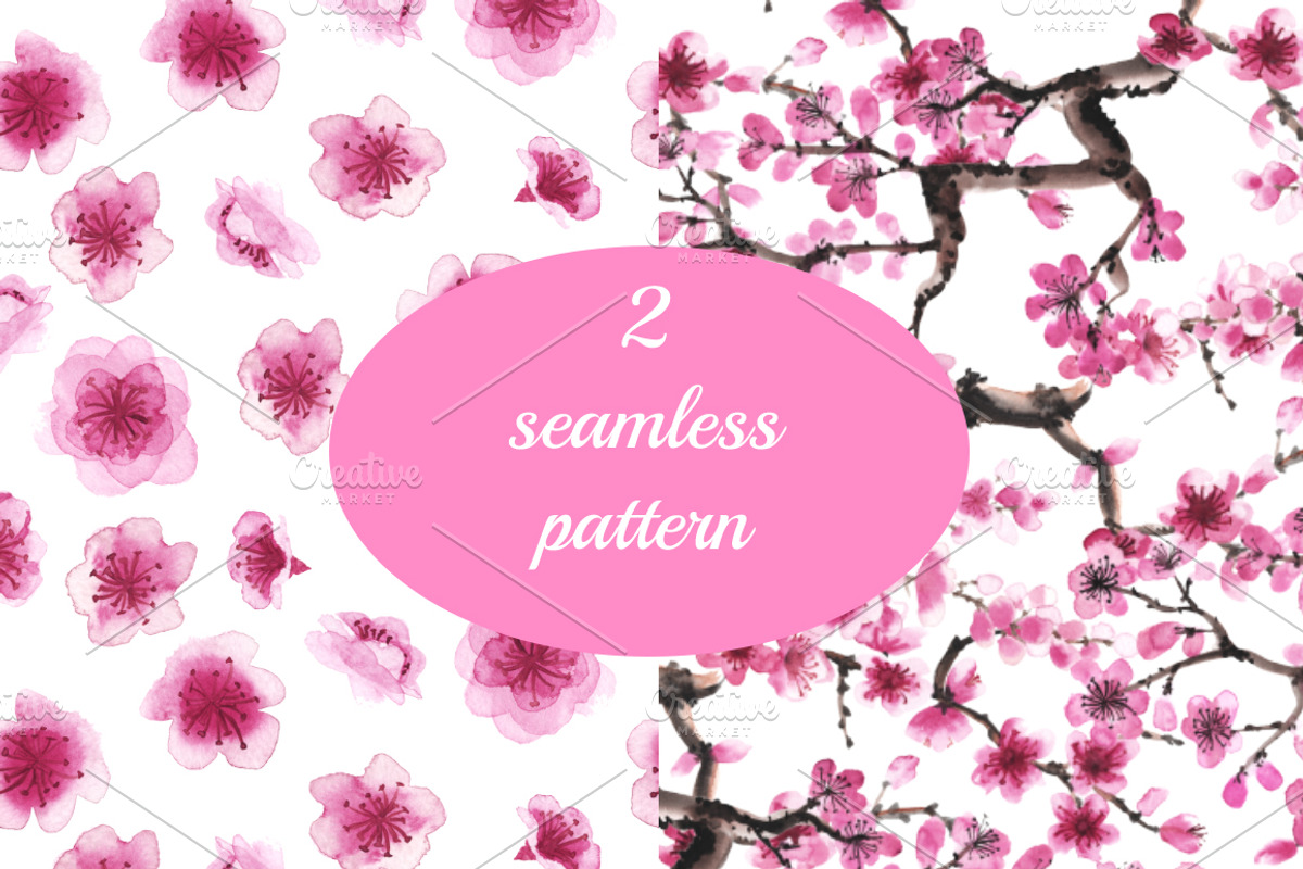 Cherry Blossom Watercolor Collection, a Decorative Illustration by Sveta Aho (Photo 4 of 6)