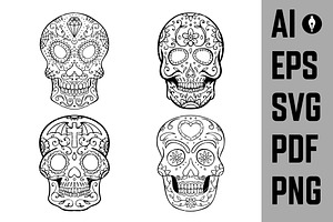 Set Of The Sugar Skulls SVG