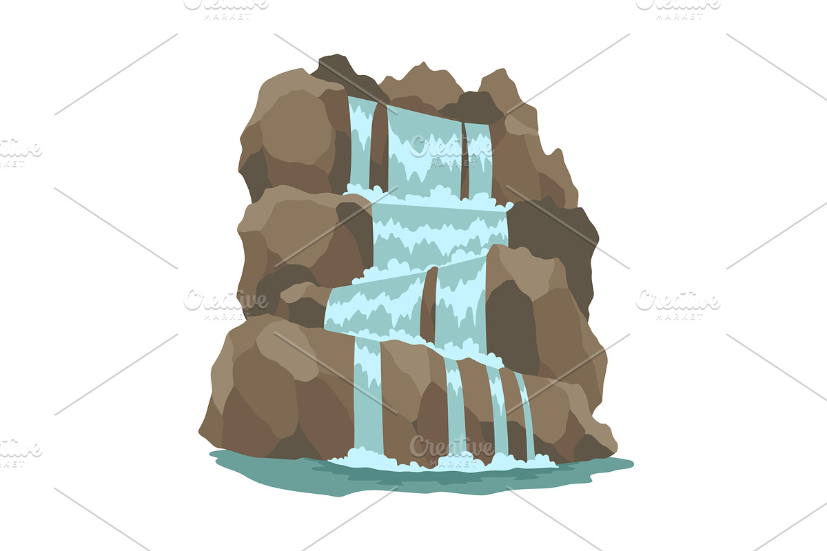 Cartoon river cascade, an Illustration by Things for designers