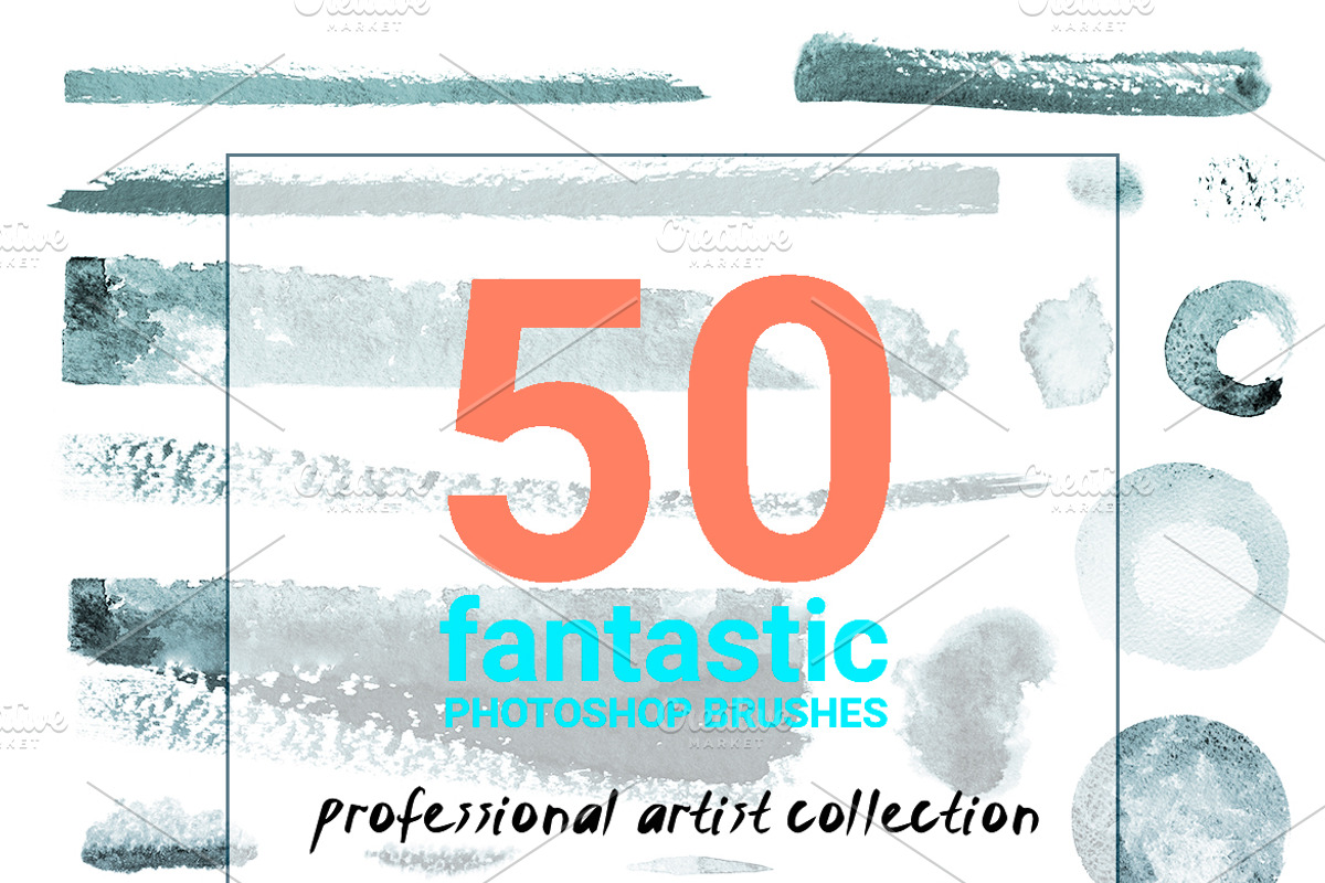 Watercolor art brushes for Photoshop, a Brush Add-On by Digithings (Photo 3 of 8)
