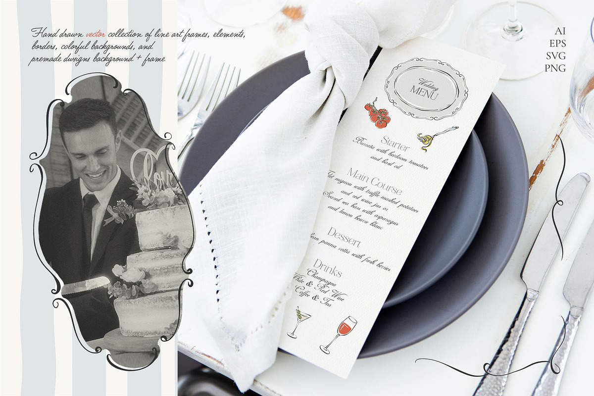 Whimsical Frames Hand Drawn Line Art, a Decorative Illustration by Berentine.art (Photo 2 of 14)