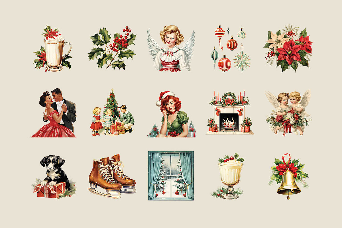 Vintage Christmas Graphics, an Object Graphic by GraphicsByKassy (Photo 4 of 12)