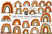 Cute Boho Retro Rainbow Clipart, a Seasonal Illustration by Designworld (Thumbnail 1 of 9)