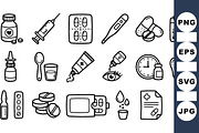 Hand Drawn Medical Supplies Clipart, an Illustration by designvectx (Thumbnail 1 of 3)