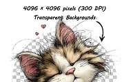 Whimsical Cat Birthday Clipart Set, an Illustration by one-touch (Thumbnail 6 of 16)