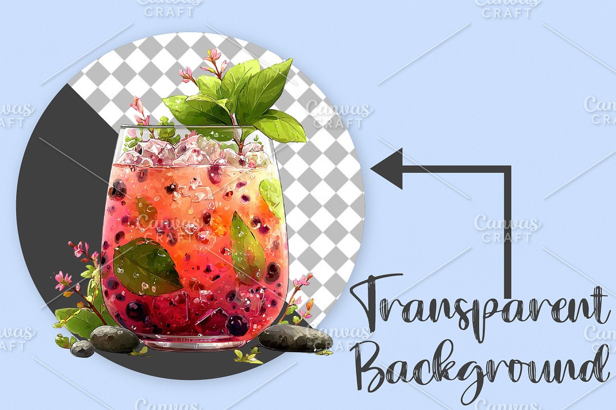 Whimsical Summer Cocktail Clipart, an Illustration by Canvas Craft (Photo 2 of 7)
