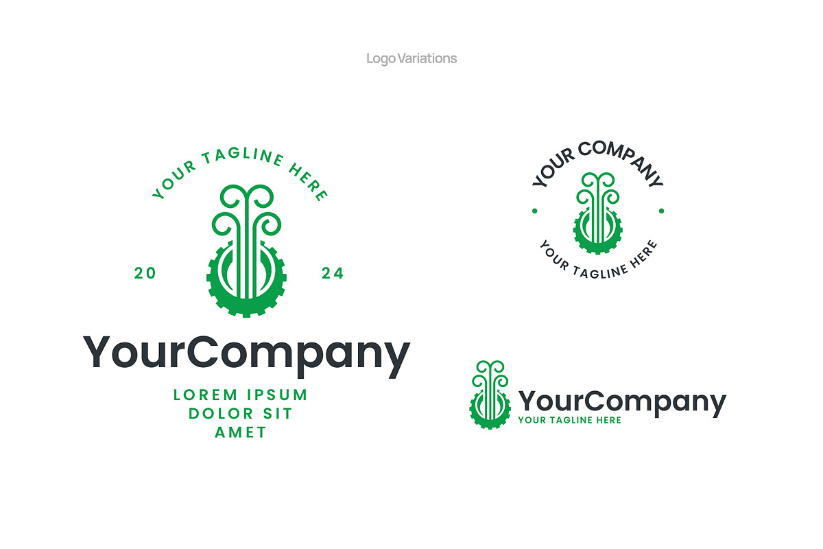 Monogram Flat Green Gear Logo, a Branding & Logo Template by Minimalist Logos (Photo 2 of 5)
