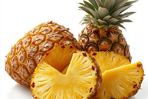 Ripe pineapple slices and whole frui, a Food & Drink Photo by Pixeness Studio