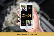 Black-Gold Photo Collage Graduation, an Invitation Template by SmmrDesign (Thumbnail 1 of 6)