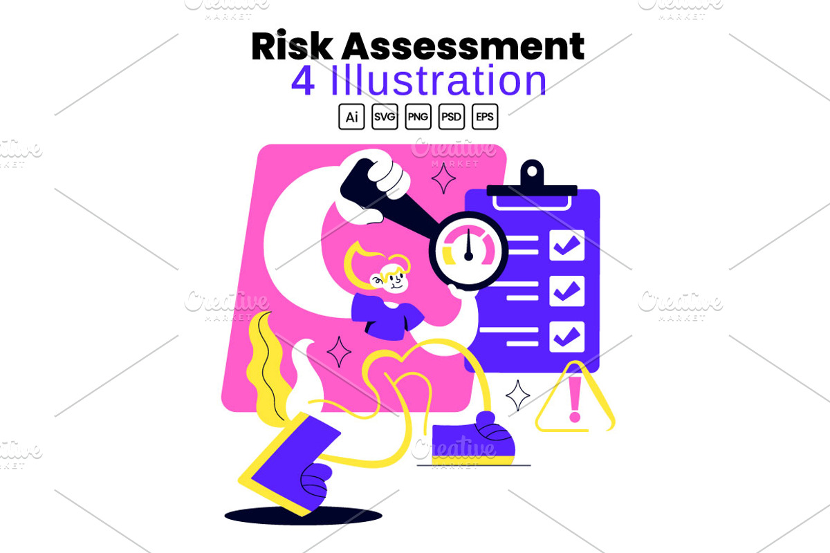 4 Risk Assessment Illustration, a Technology Illustration by denayunebgt (Photo 1 of 4)
