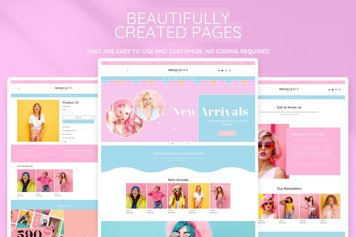 Bright Fun Shopify Theme, a Shopify Template by SunshineStudioBoutique (Photo 5 of 9)