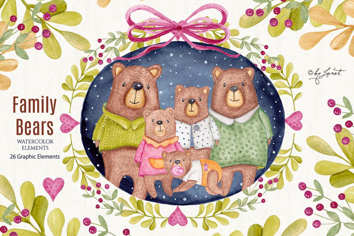 Family Bears illustration, an Illustration by helloPAPER (Photo 1 of 2)