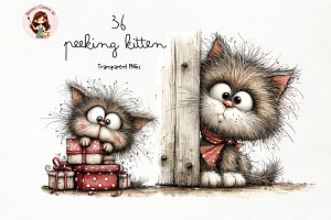 Peeking Kitten Watercolor Clipart, an Animal Illustration by Nicolle's Colorful Art