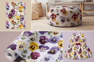 12 Pansies Seamless Patterns