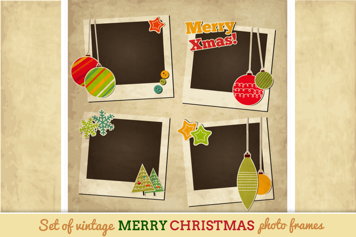 Vintage Christmas photo frames | Decorative Illustrations ~ Creative Market