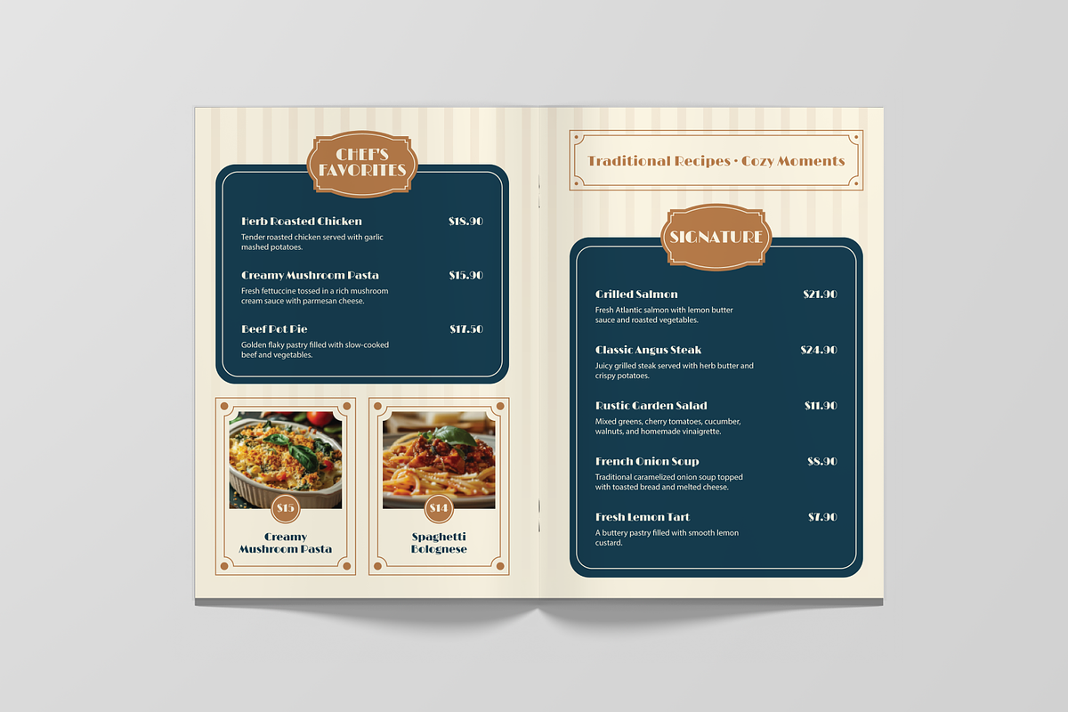 Rustic Vintage Menu Bifold Brochure, a Flyer Template by Annora Studio (Photo 2 of 6)